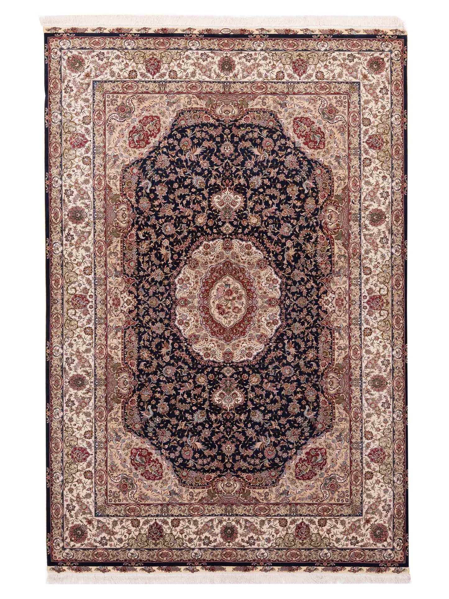 Pasha Pure Silk  Navy Ivory Traditional