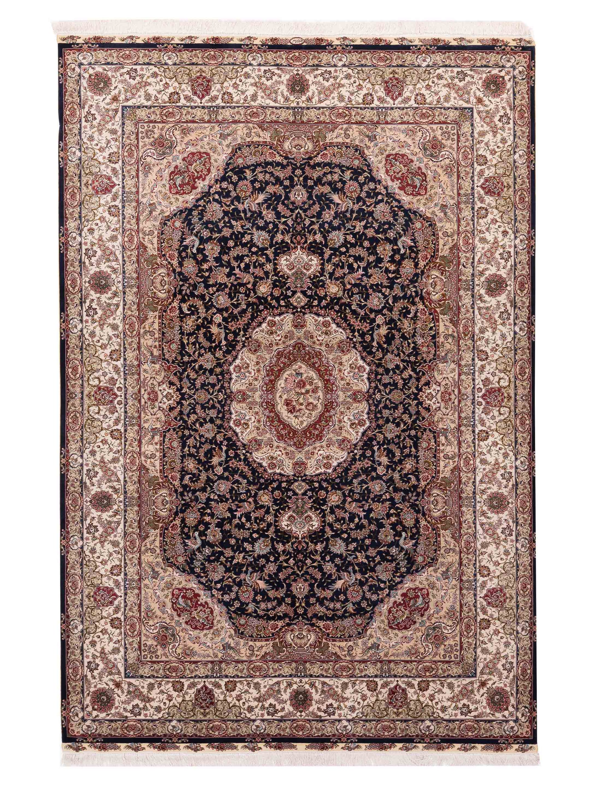 Pasha Pure Silk  Navy Ivory Traditional