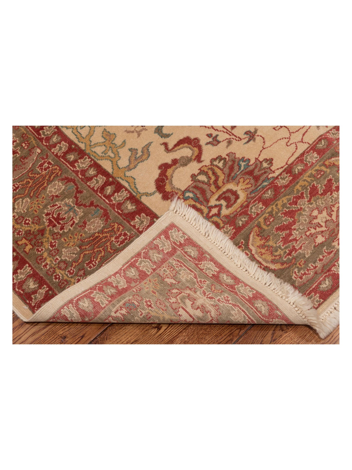 Antique Loom 117182 Ivory Green 6.9x9.1 Hand Knotted Rug