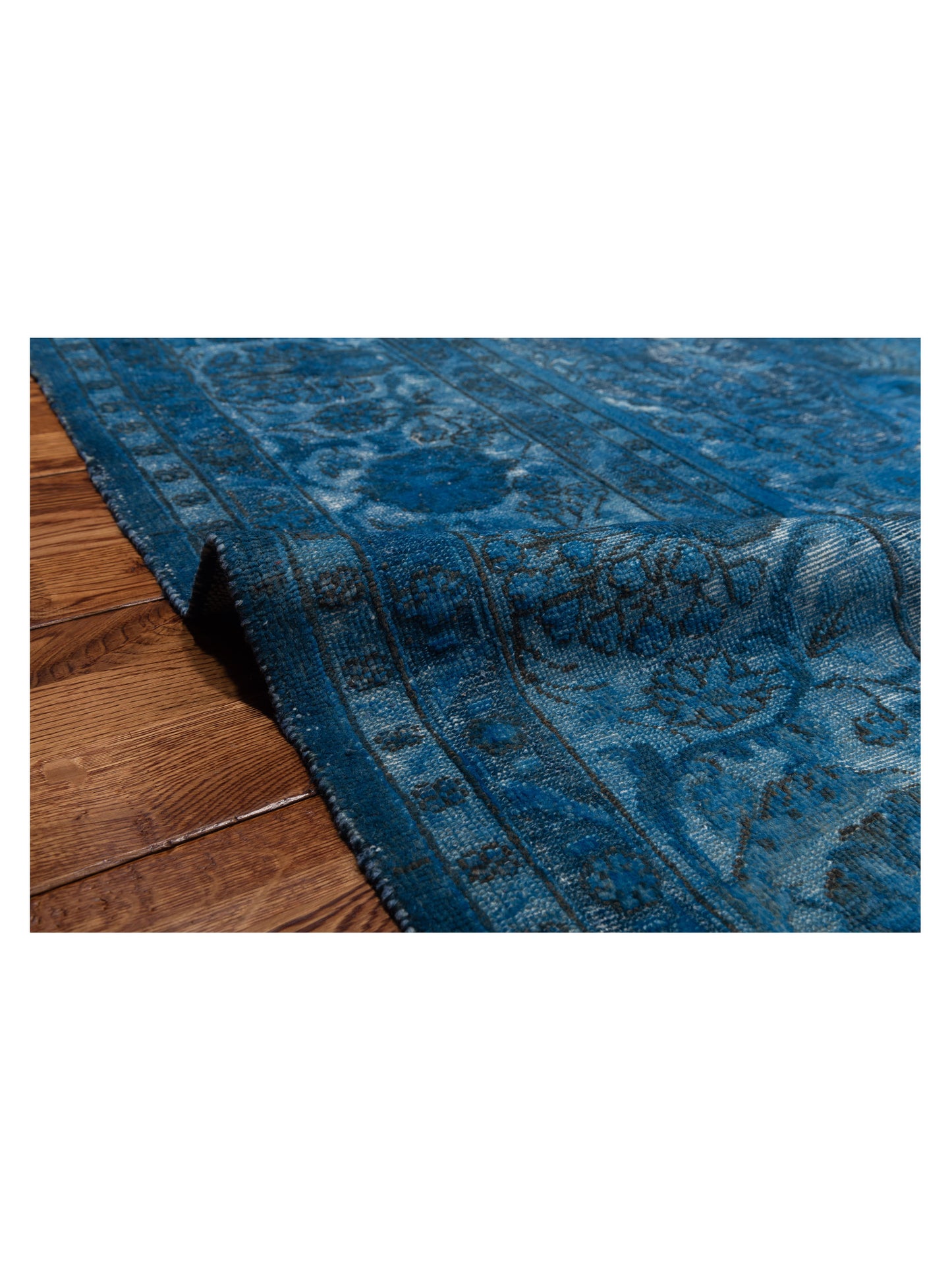 Vintage 125487 Dark Blue 10.6x13.5 Hand Knotted Rug