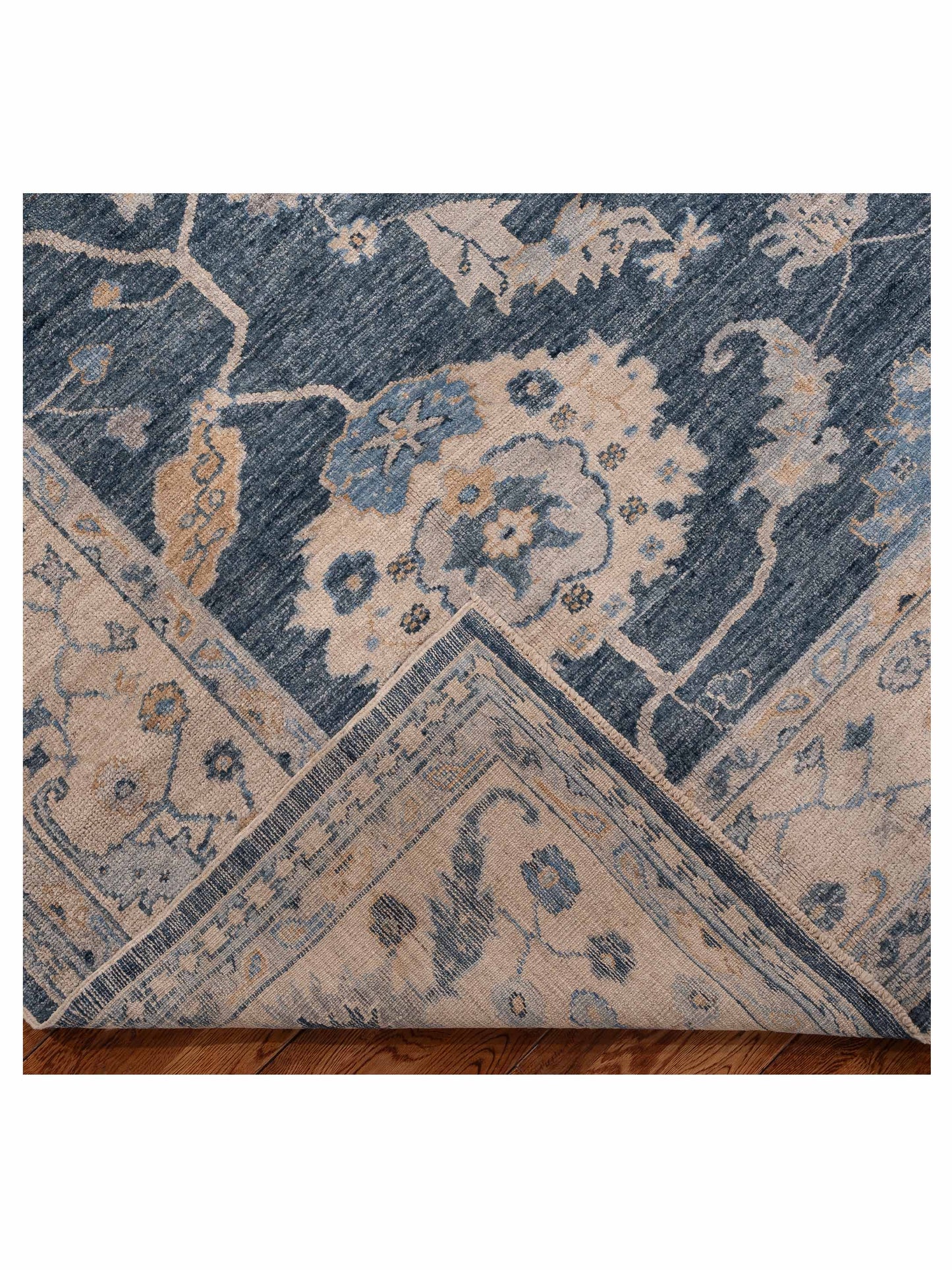 Angora Oushak 156285 Blue Ivory 9.5x11.5 Hand Knotted Rug