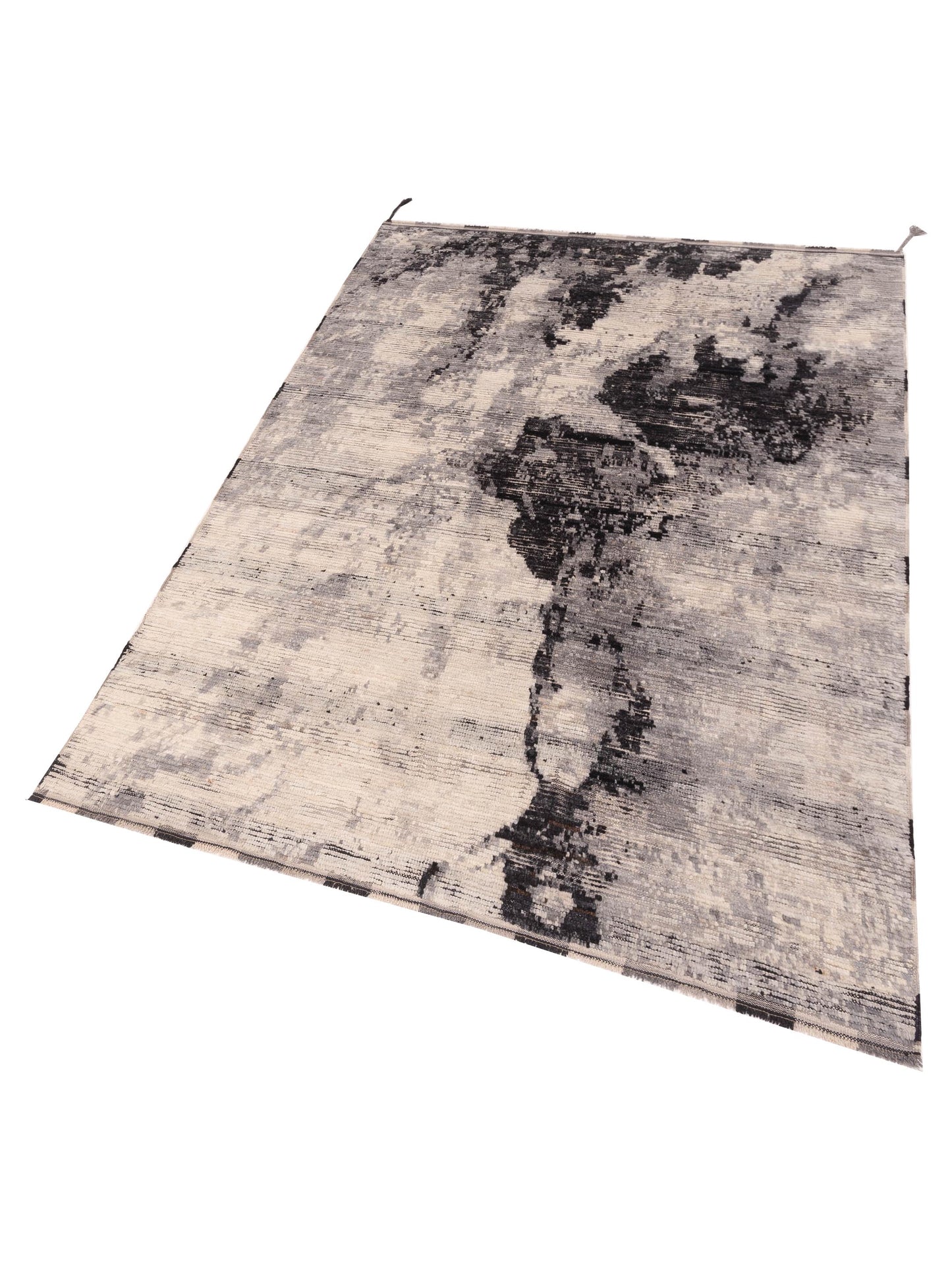 Berber Myra Ivory Black 5.11x8.8 Hand Knotted Rug