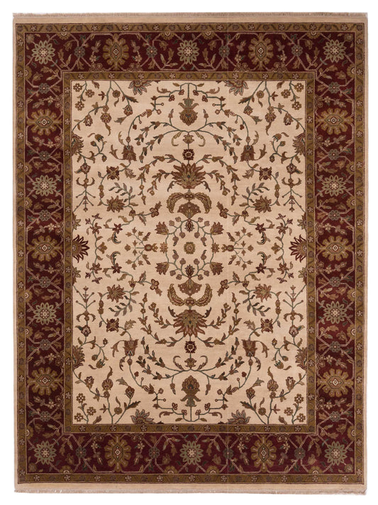 Rajpur Jahan  Ivory Burgundy Traditional