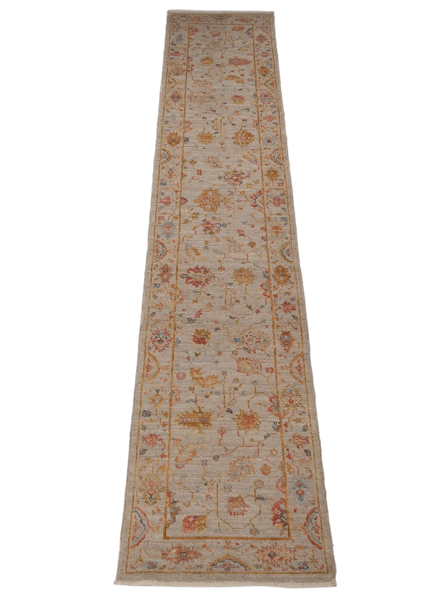 Angora Oushak 148124 Ivory Ivory 2.7x13.7 Hand Knotted Rug