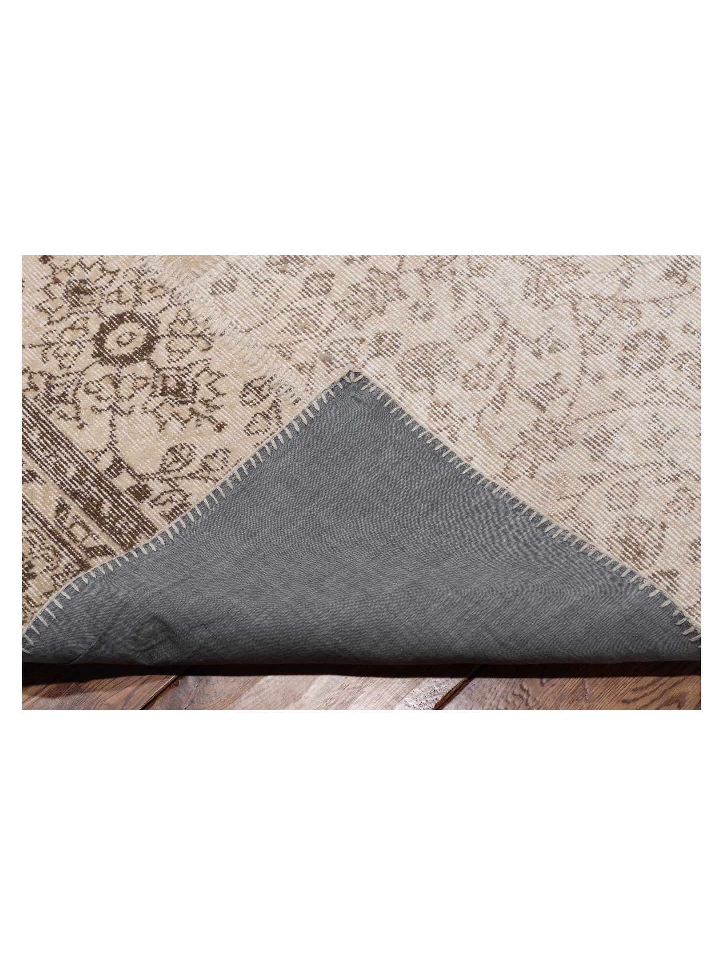 Turkish Vestige Patchwork 123773 Natural 12x18.1 Hand Knotted Rug