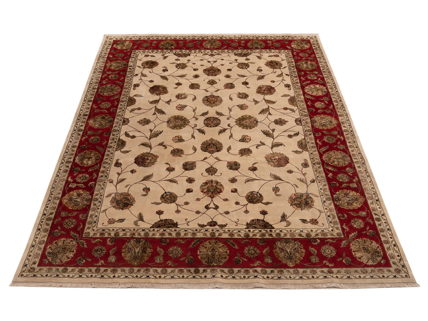 Imperial Silk 153995 Ivory Red 8.10x11.11 Hand Knotted Rug