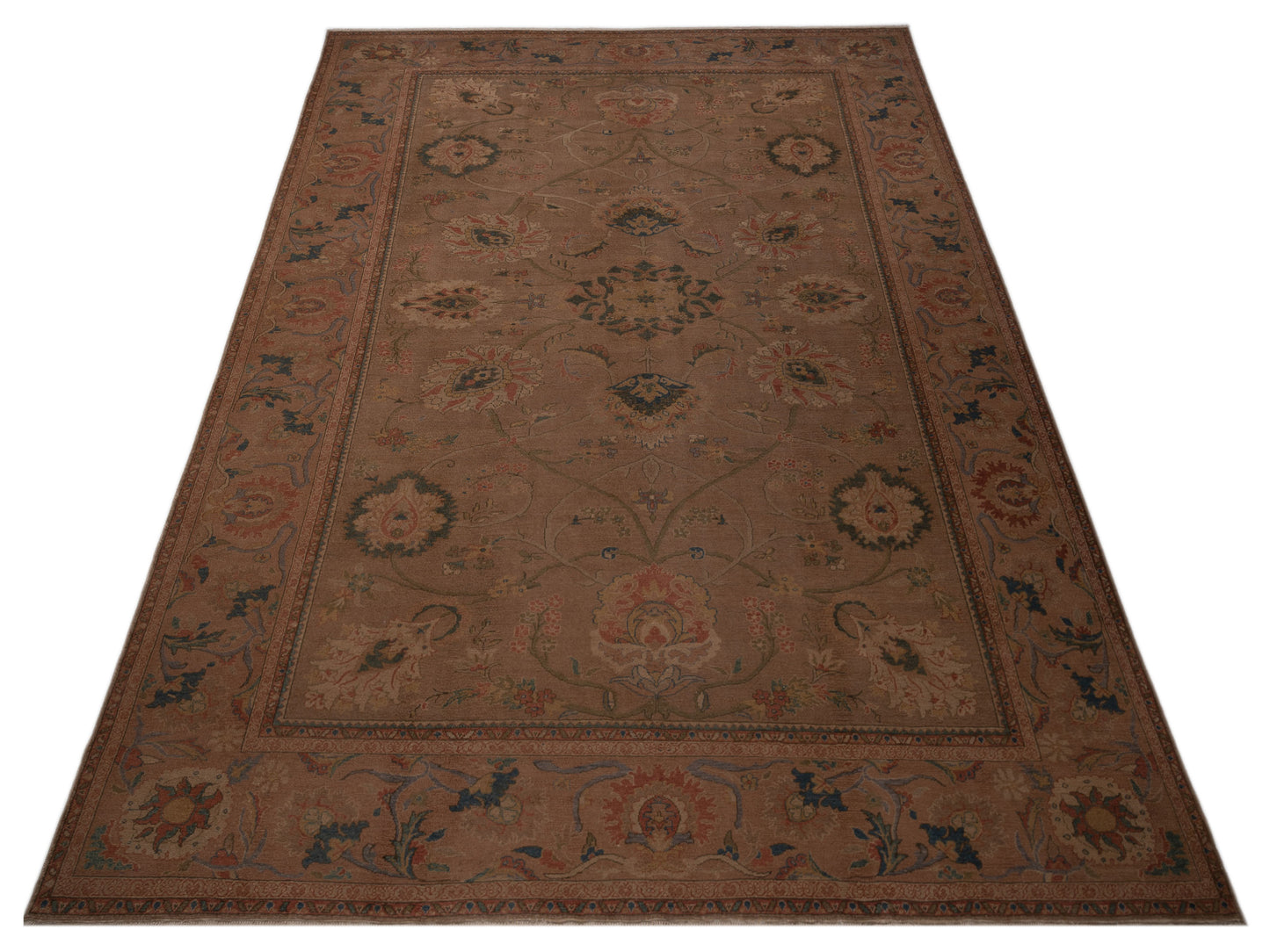 Turkish Elvan 77045 Light Brown Brown 12.5x17.3 Hand Knotted Rug