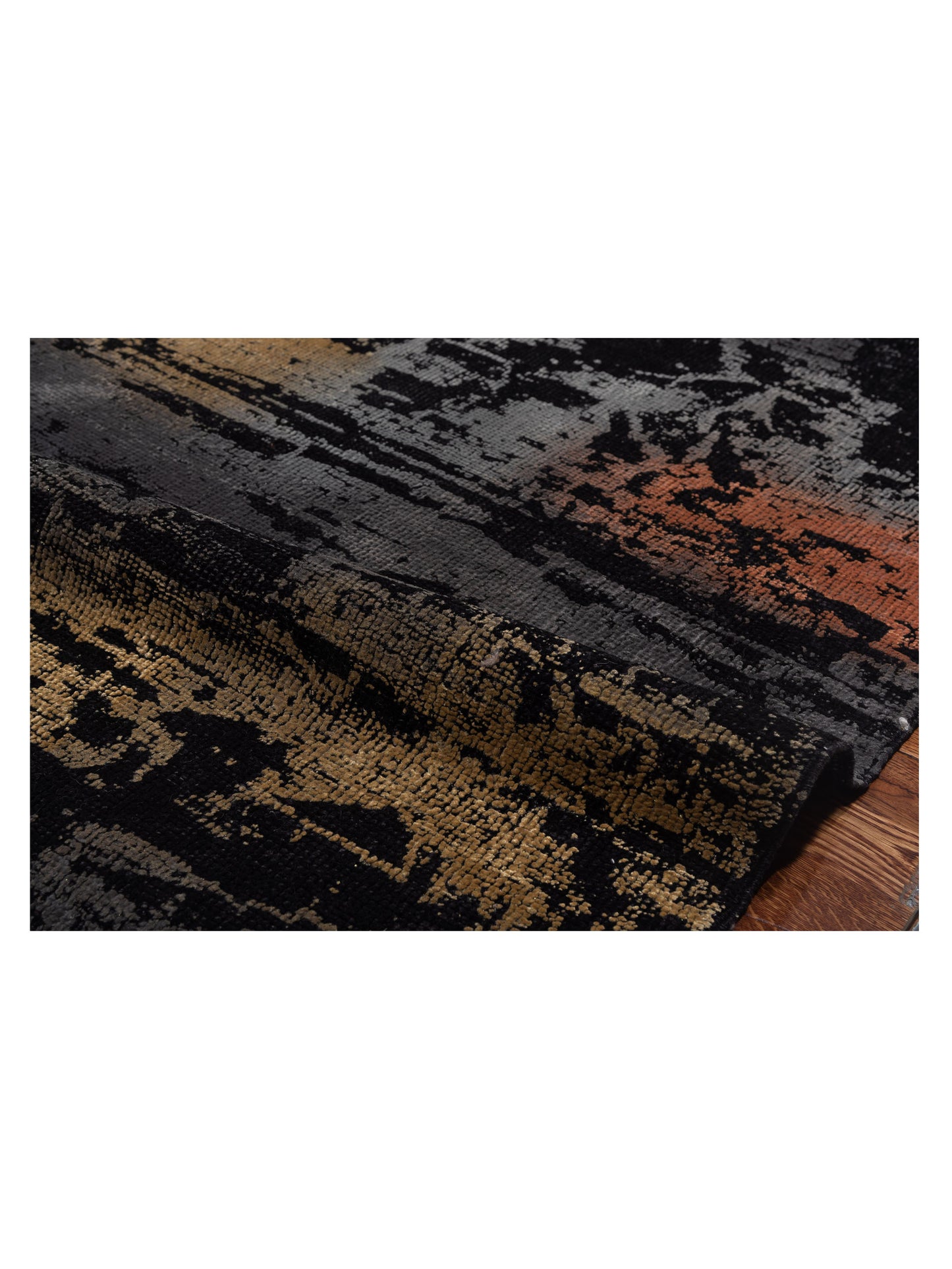 Vintage 111532 Black Gray 6.6x6.8 Hand Knotted Rug