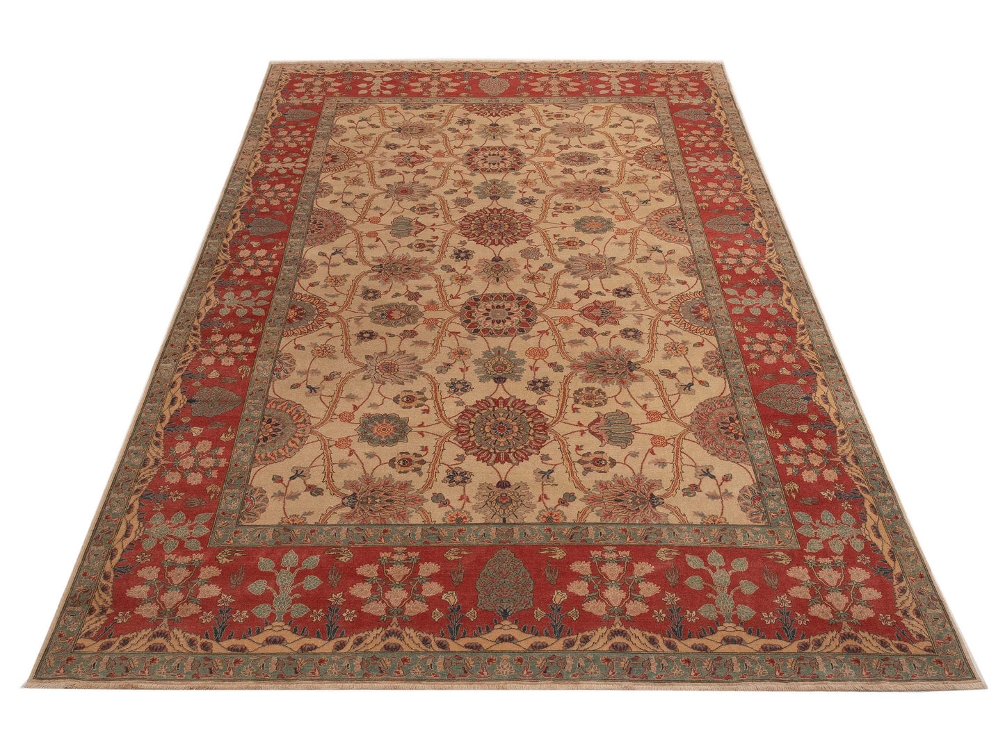 Antique Loom 105100 Ivory Rust 10.6x14.6 Hand Knotted Rug