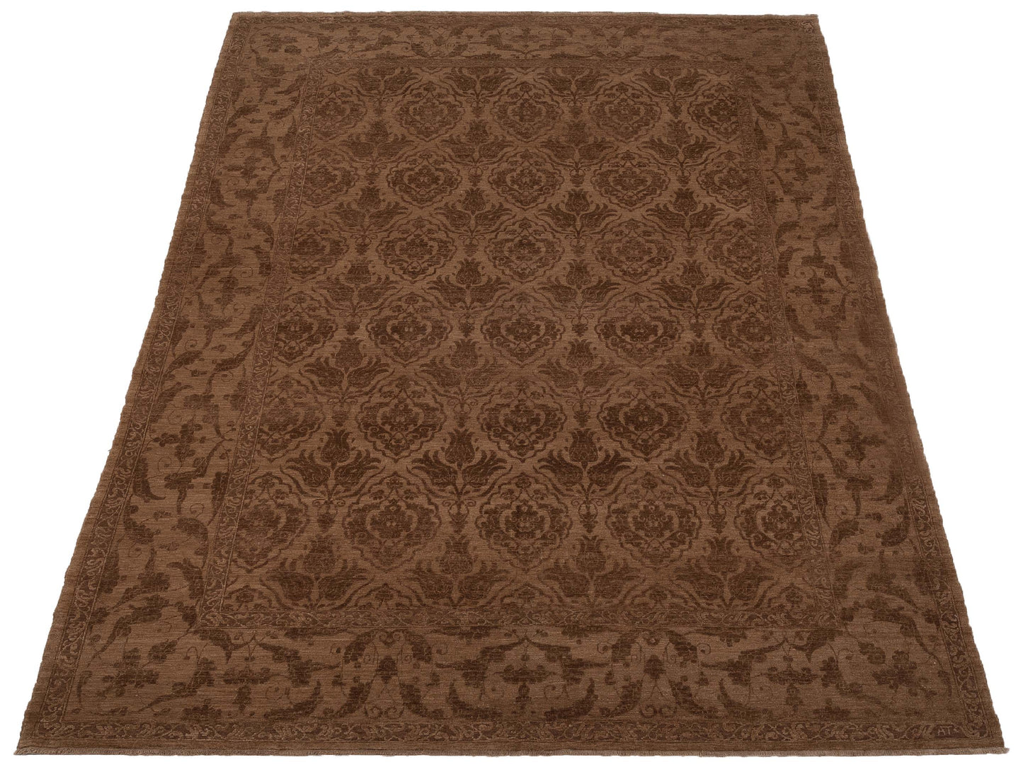 Defne Tulip Dark Brown Brown 10.3x13.10 Hand Knotted Rug