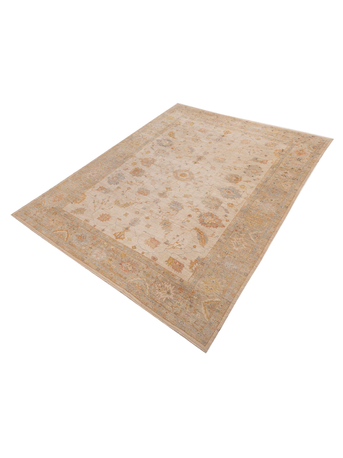 Angora Oushak 153958 Beige Beige 11.6x14.10 Hand Knotted Rug