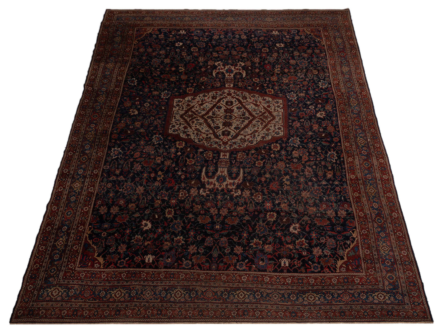 Persian Antique 125869 Blue Red 10.8x17.7 Hand Knotted Rugs