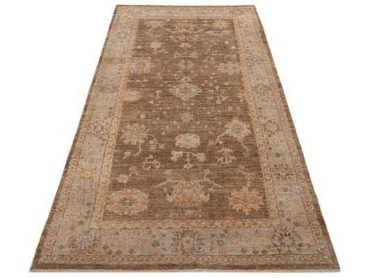 Angora Oushak 112181 Brown Silver 5.9x11.4 Hand Knotted Rug