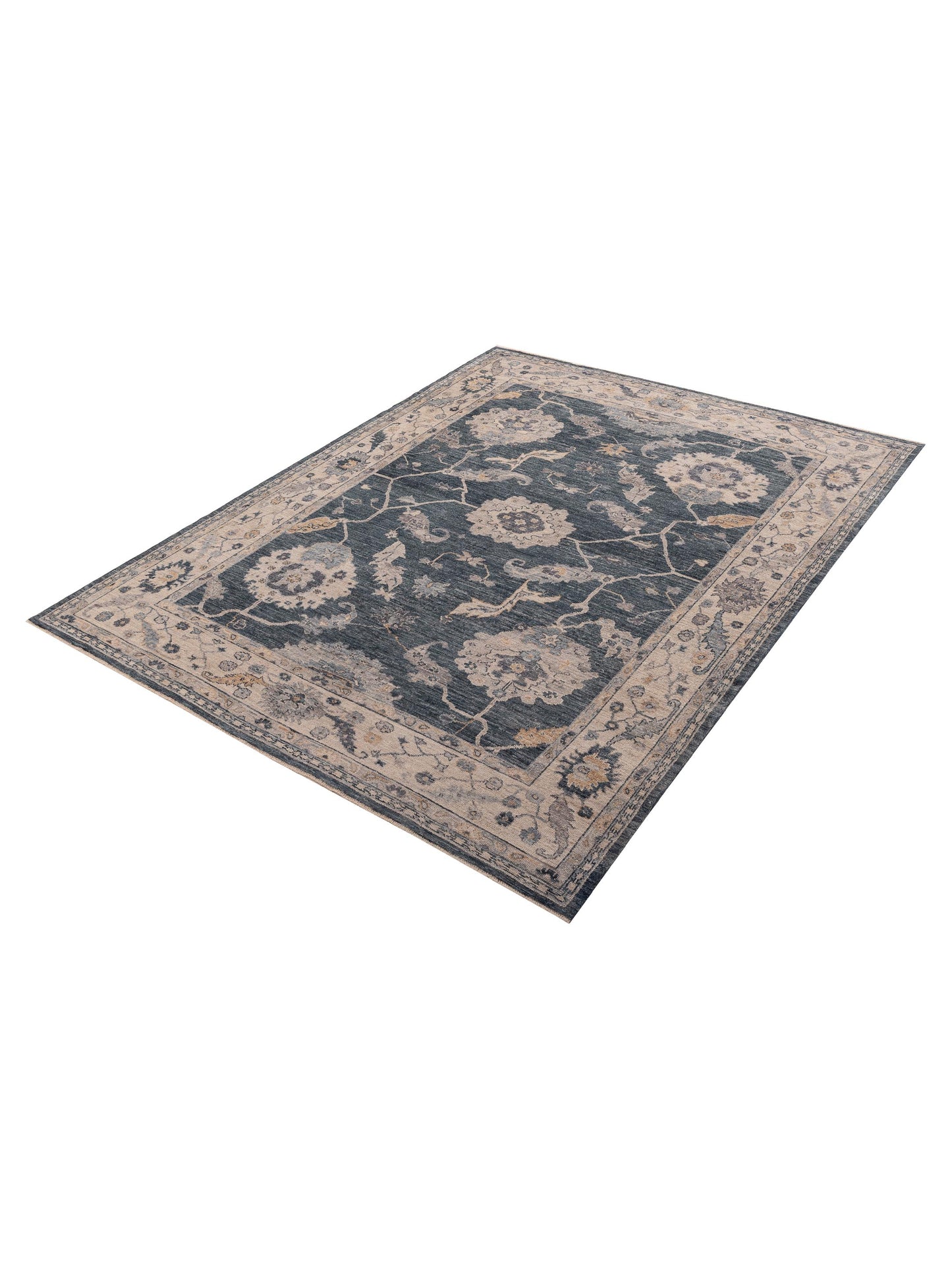 Angora Oushak 156149 Blue Ivory 9x11.9 Hand Knotted Rug