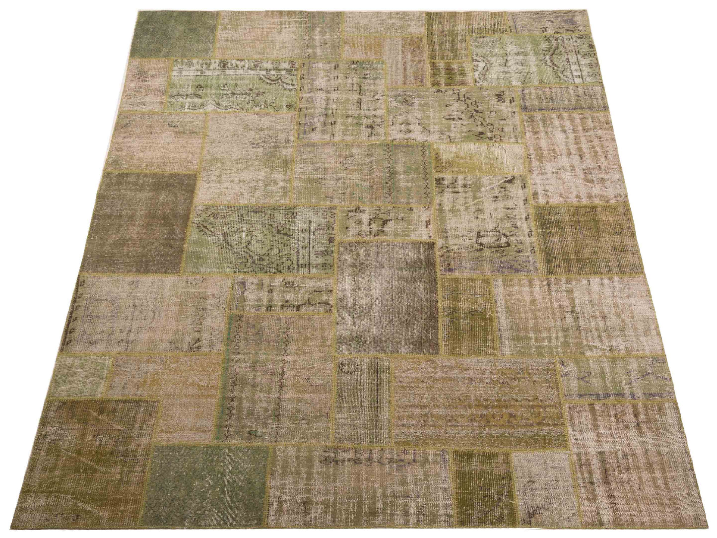 Turkish Vestige Patchwork 111859 Green 9x12 Hand Knotted Rug