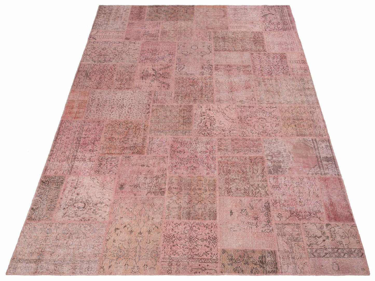 Turkish Vestige Patchwork 149174 Pink 10x13.8 Hand Knotted Rug