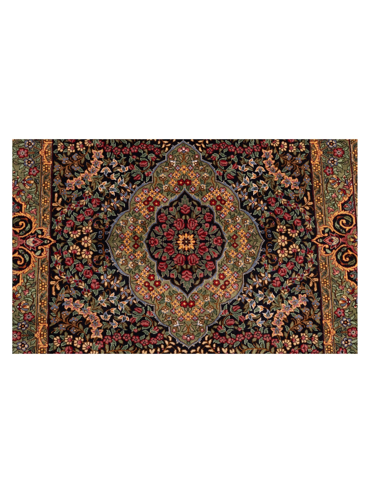 Pure Silk 122381 Black Green 2.1x3.1 Hand Knotted Rug