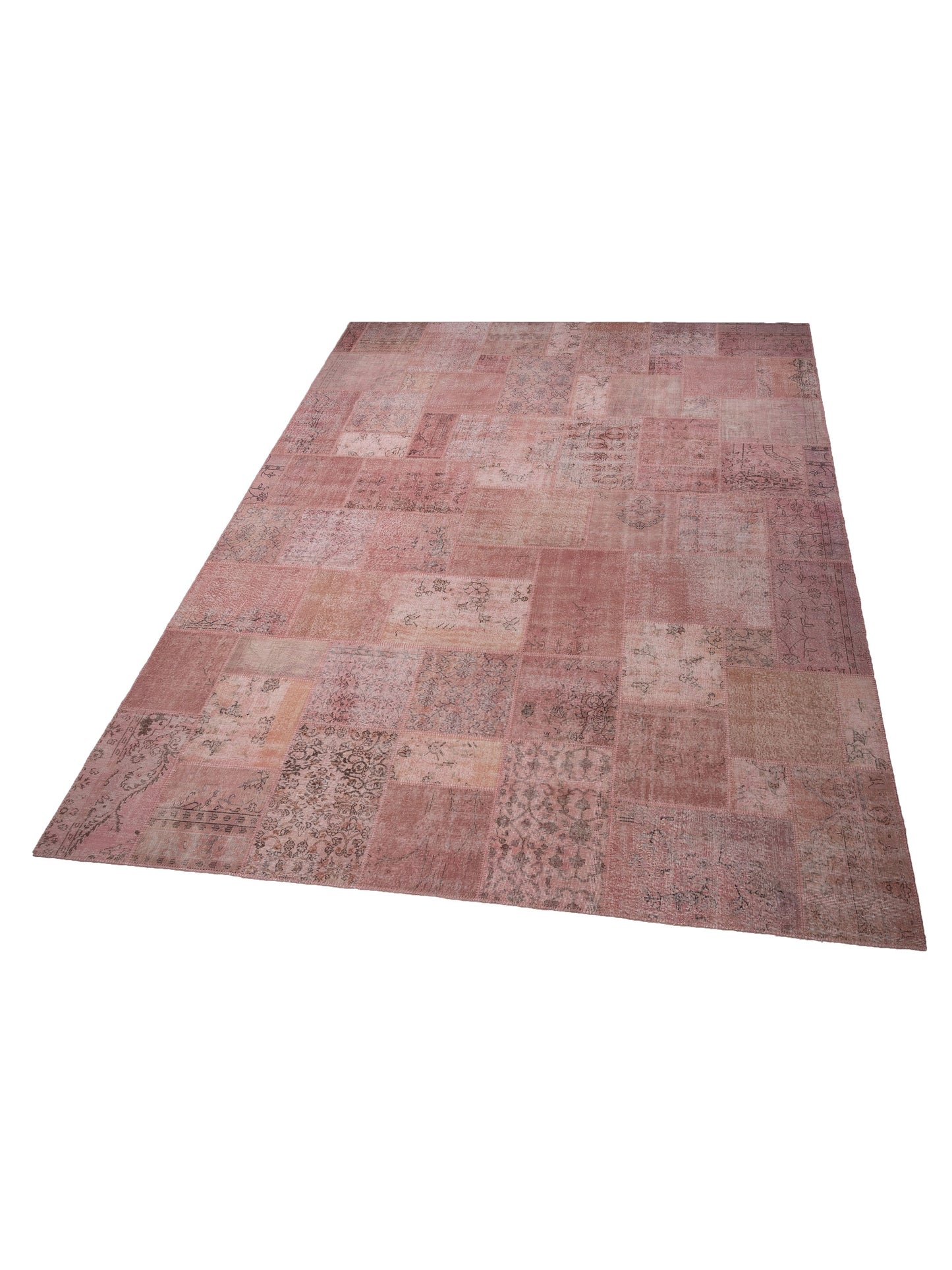 Turkish Vestige Patchwork 149173 Pink 12x14.11 Hand Knotted Rug