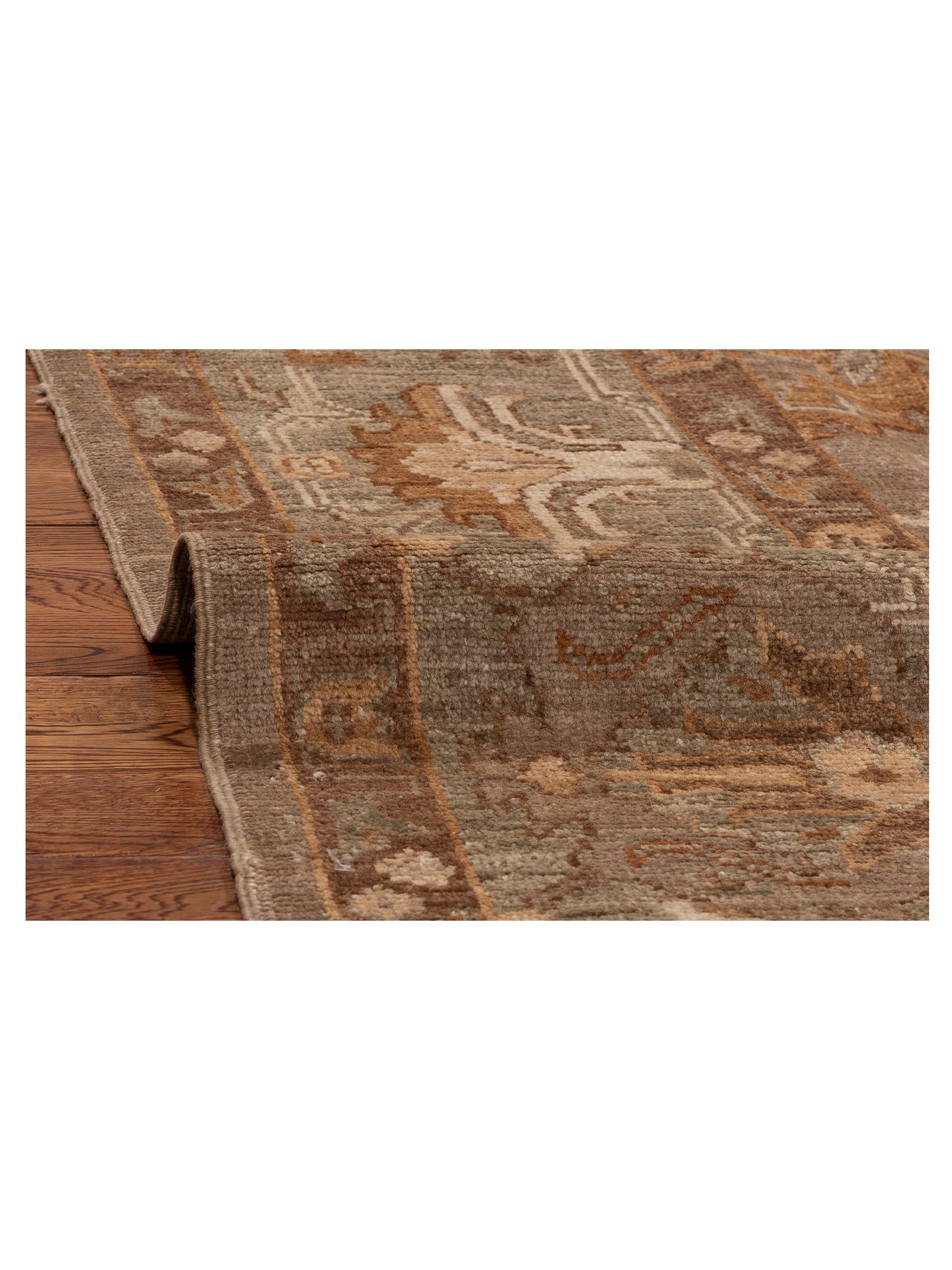 Angora Oushak 125790 Brown Green 8.10x10.7 Hand Knotted Rug