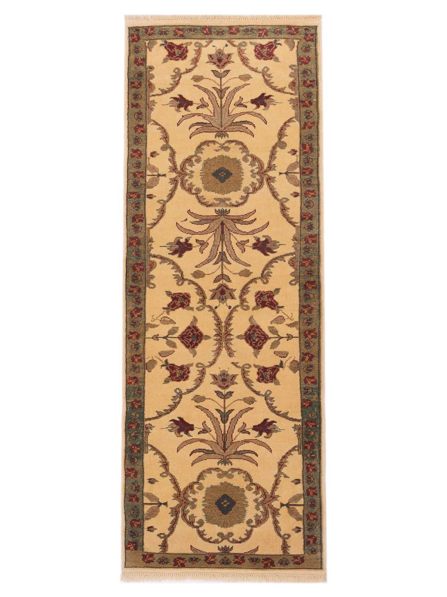 Pasha Antique Loom  Ivory Green Traditional