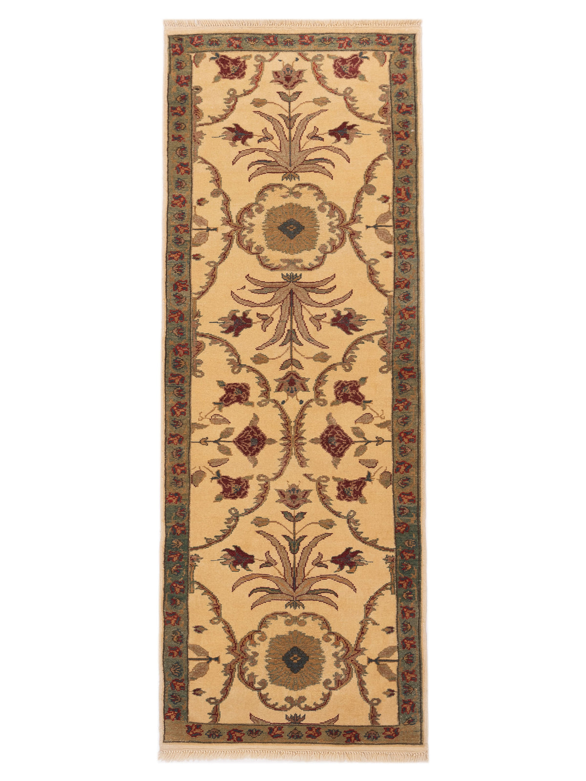 Pasha Antique Loom  Ivory Green Traditional