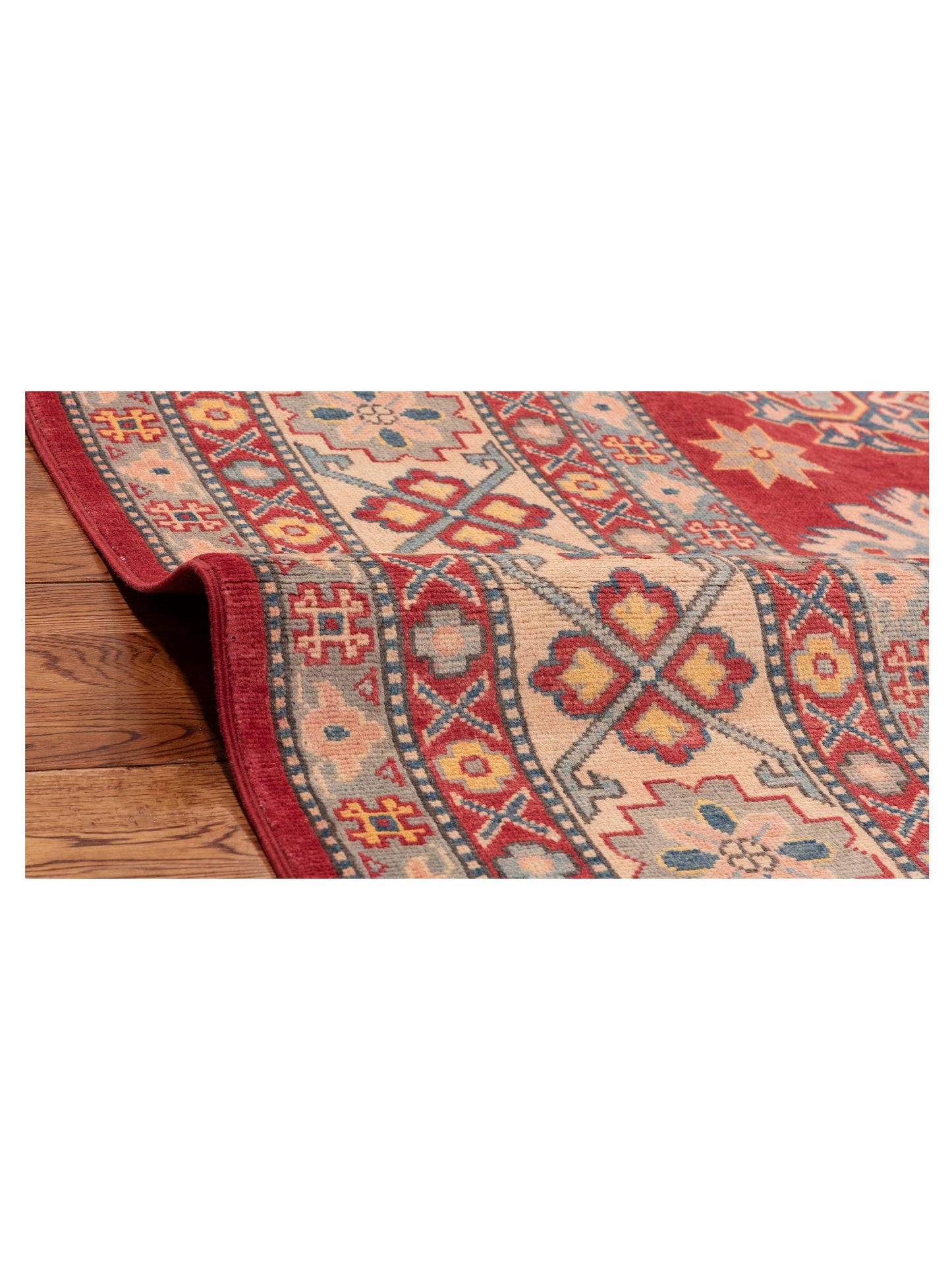 Kazak 151924 Red Ivory 8.1x9.7 Hand Knotted Rug