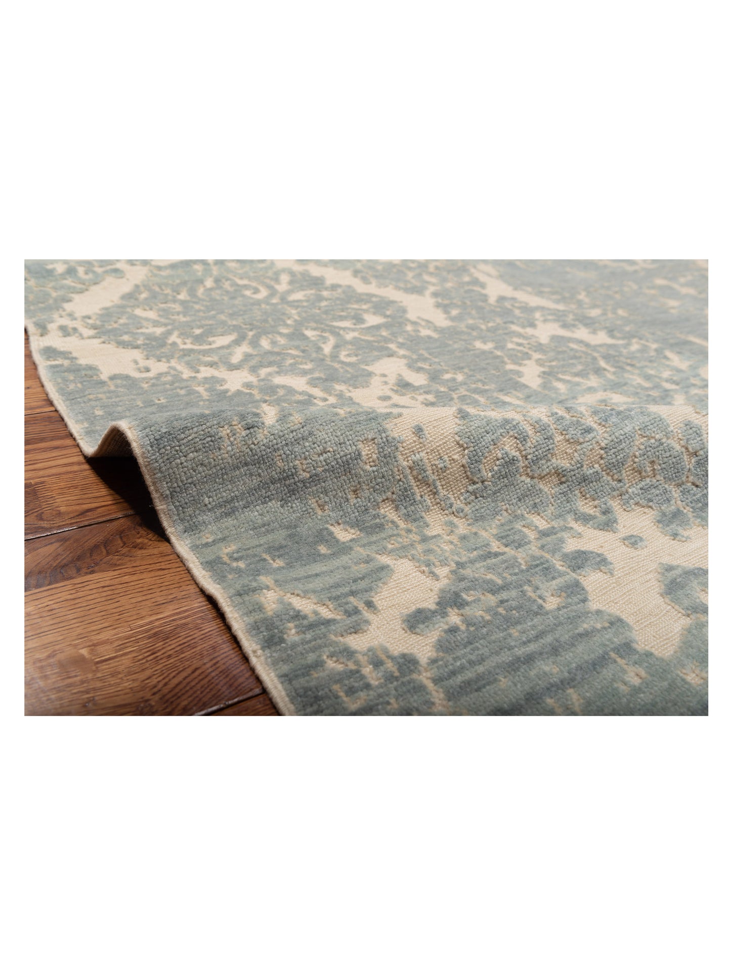 Defne Beony Ivory Ice Blue 7.10x10 Hand Knotted Rug