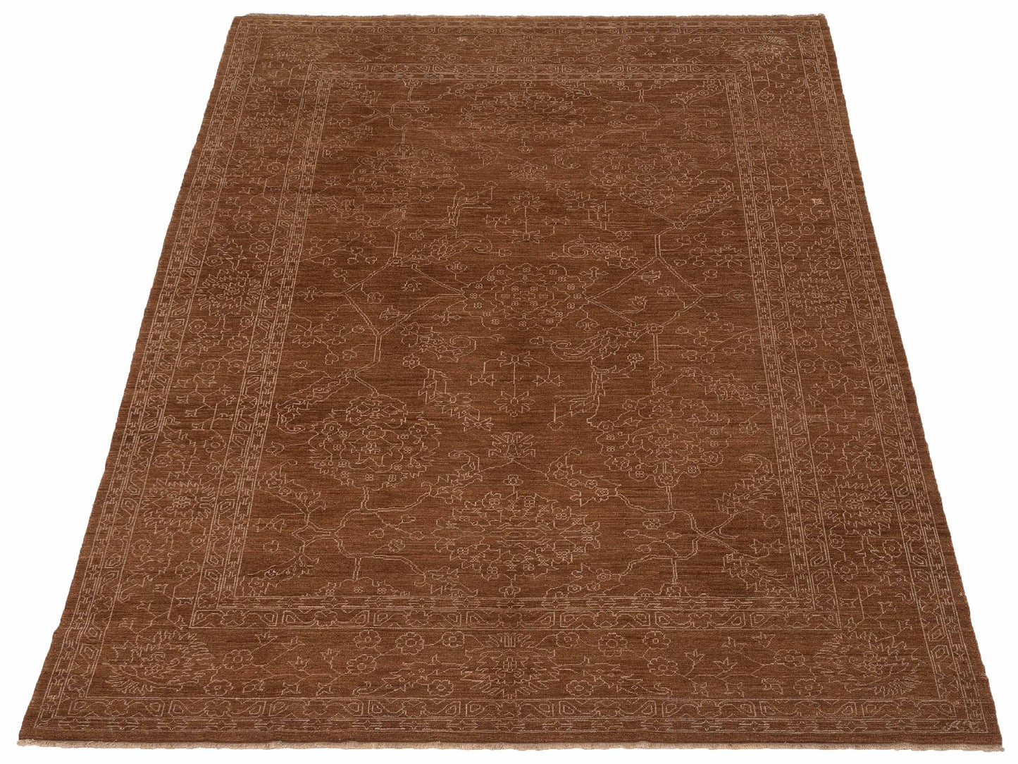 Defne Ruby Brown Silver 9.3x11.11 Hand Knotted Rug