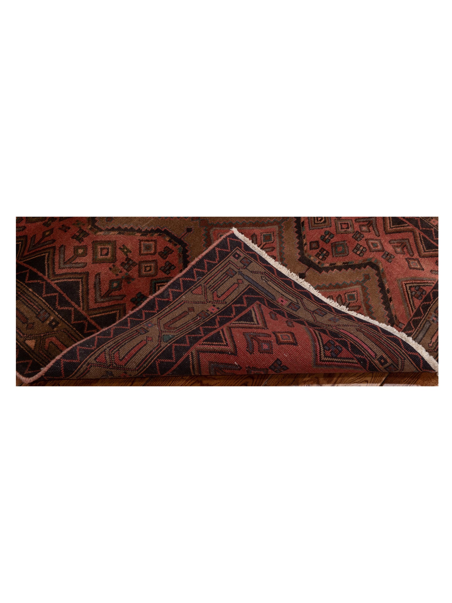 Persian 93441 Rust Brown 3.9x12.4 Hand Knotted Rug