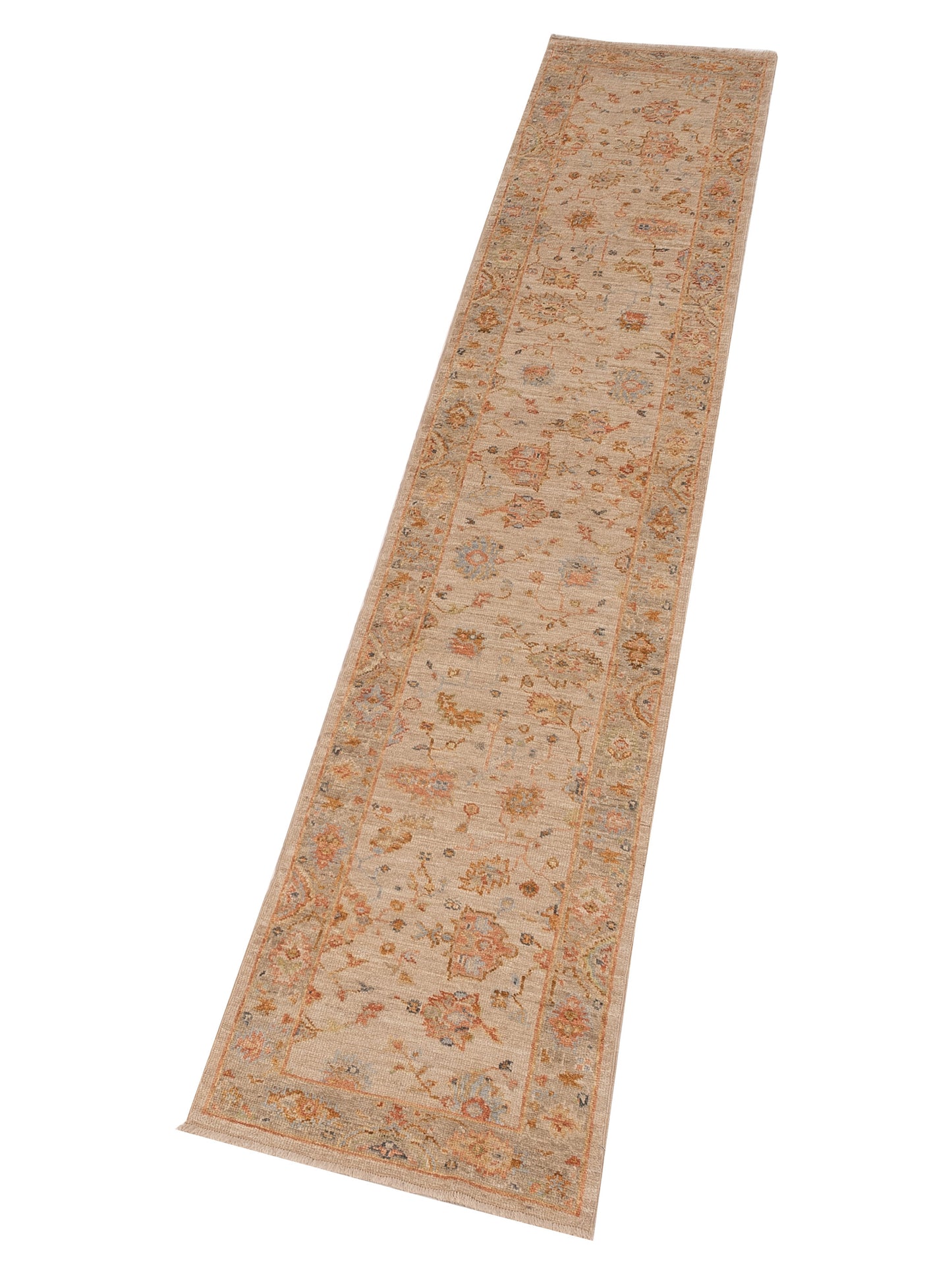 Angora Oushak 149518 Ivory Silver 2.7x13.6 Hand Knotted Rug