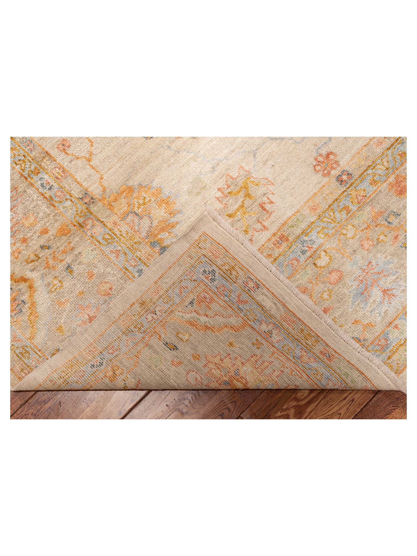 Angora Oushak 148184 Ivory Silver 10.2x13.3 Hand Knotted Rug
