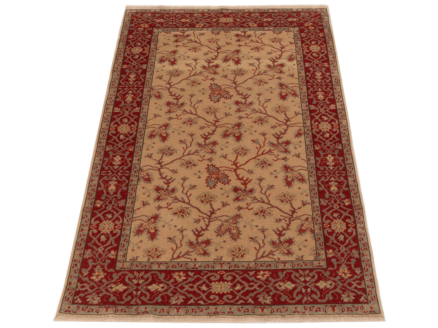 Antique Loom 107938 Beige Red 4x6.4 Hand Knotted Rug