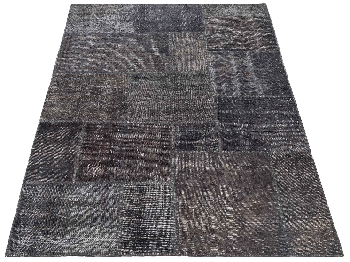Turkish Vestige Patchwork 131035 Dark Gray Dark Gray 5x7.11 Hand Knotted Rug