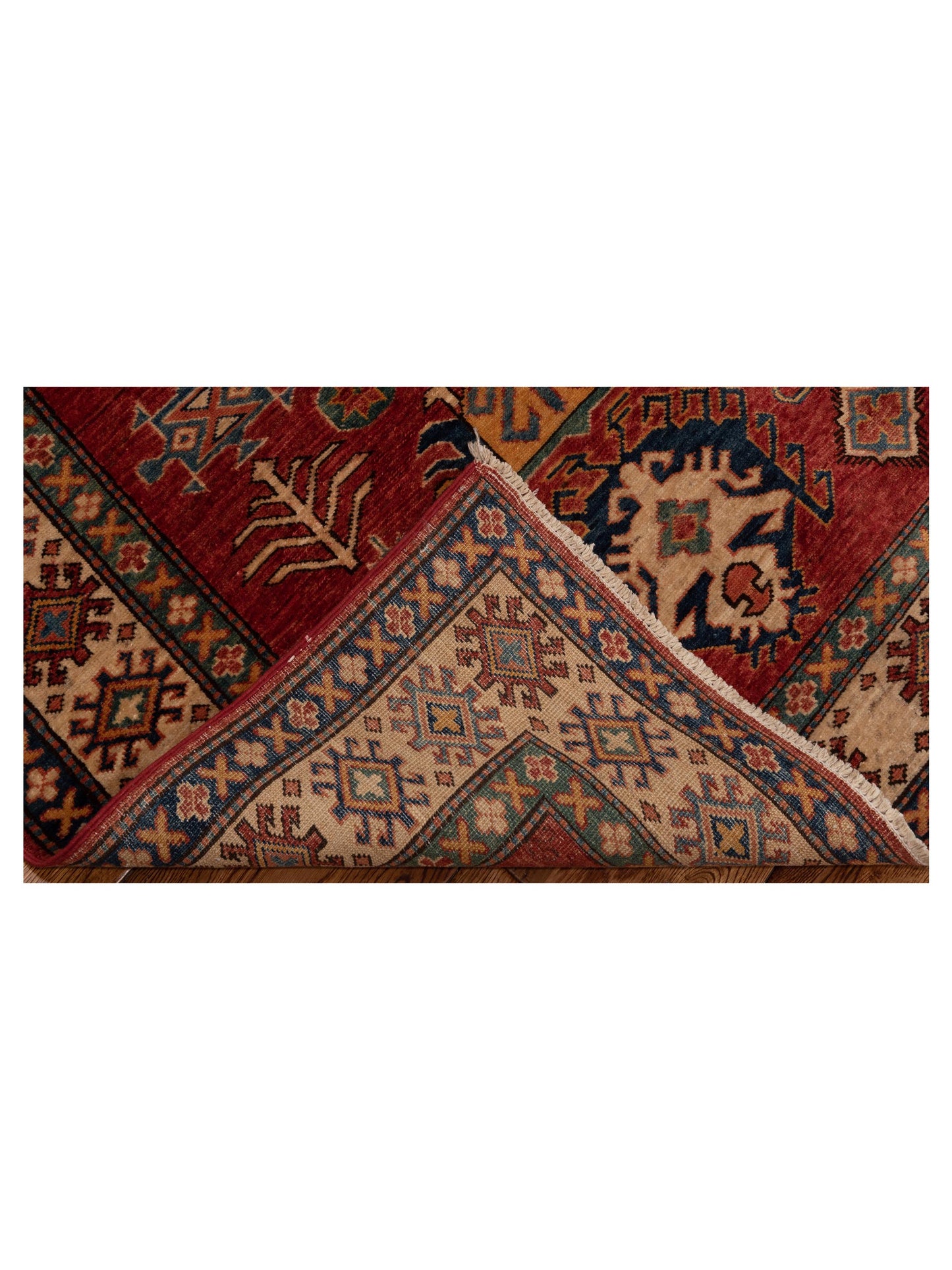 Artisan Kazak 121750 Red Beige 3.10x6 Hand Knotted Rug