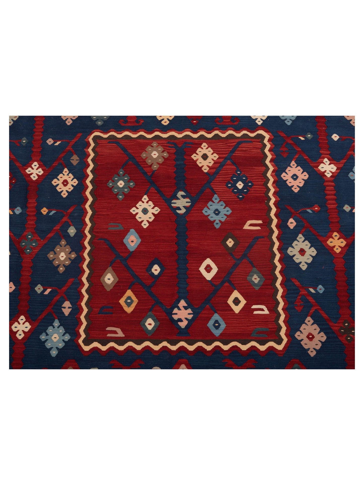 Transilvanian Kilim 67351 Navy Red 6.11x7.1 Hand Woven Rug