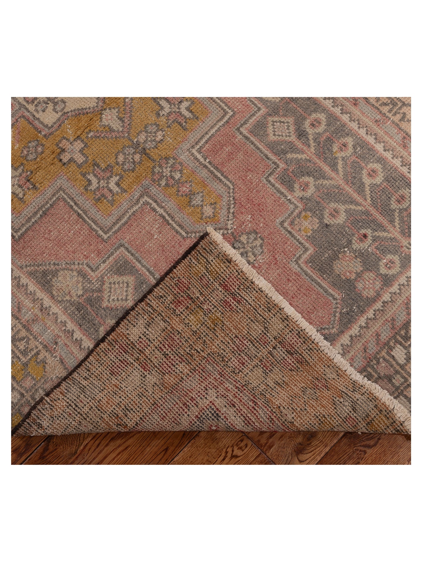 Old Anatolian 154114 Pink Brown 3.9x9.4 Hand Knotted Rug