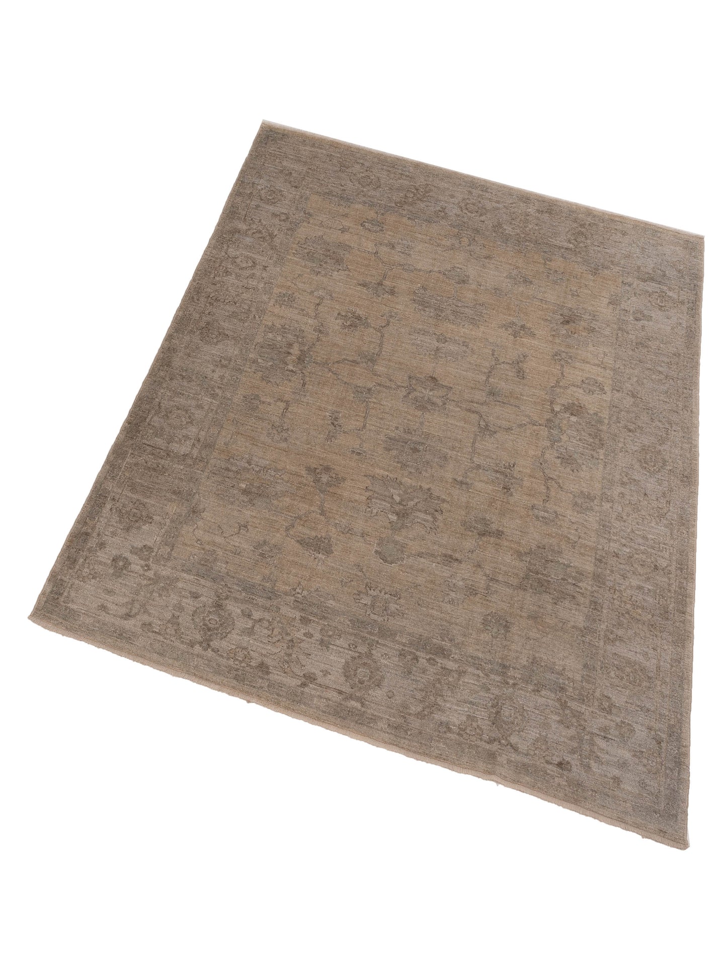 Angora Oushak 130117 Ivory Light Gray 8.3x9.9 Hand Knotted Rug