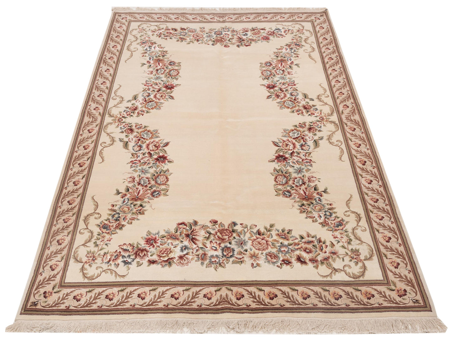 Magnolia Silk 89884 Ivory Beige 6.7x9.6 Hand Knotted Rug