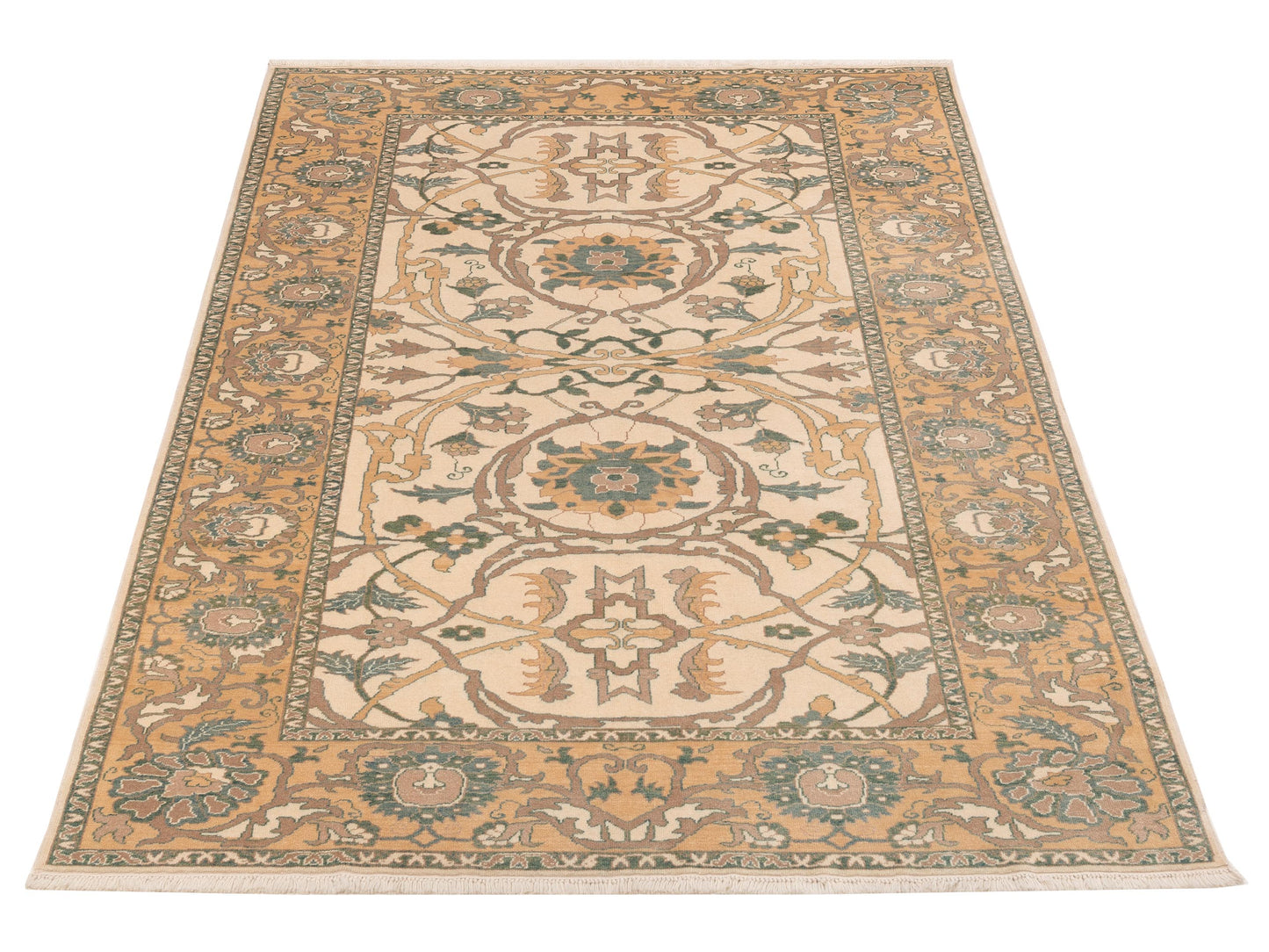 Antique Loom 117195 Ivory Gold 6.9x9.5 Hand Knotted Rug