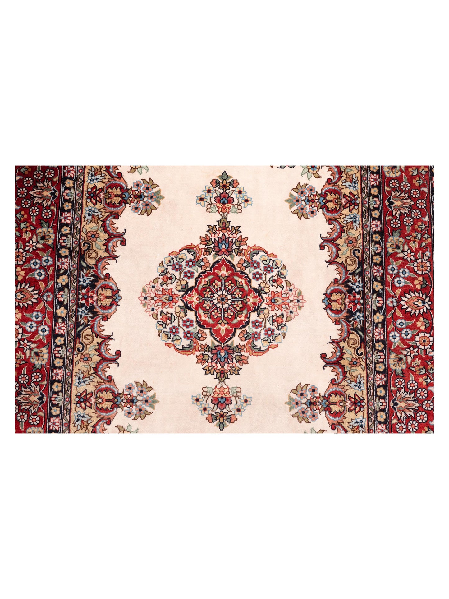 Pure Silk 122380 Ivory Red 2x3 Hand Knotted Rug