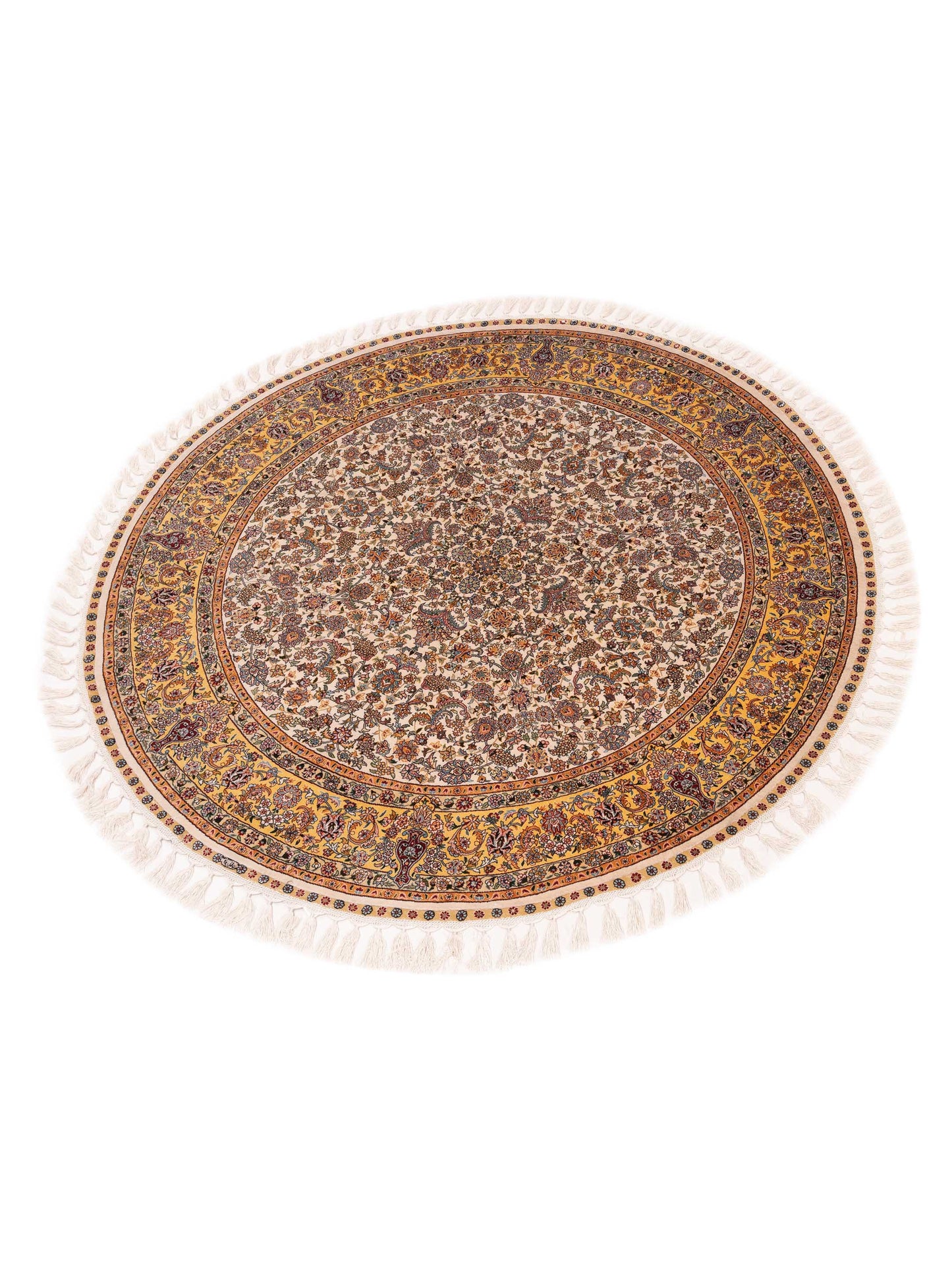 Pure Silk 125322 Ivory Gold 5x5 Hand Knotted Rug