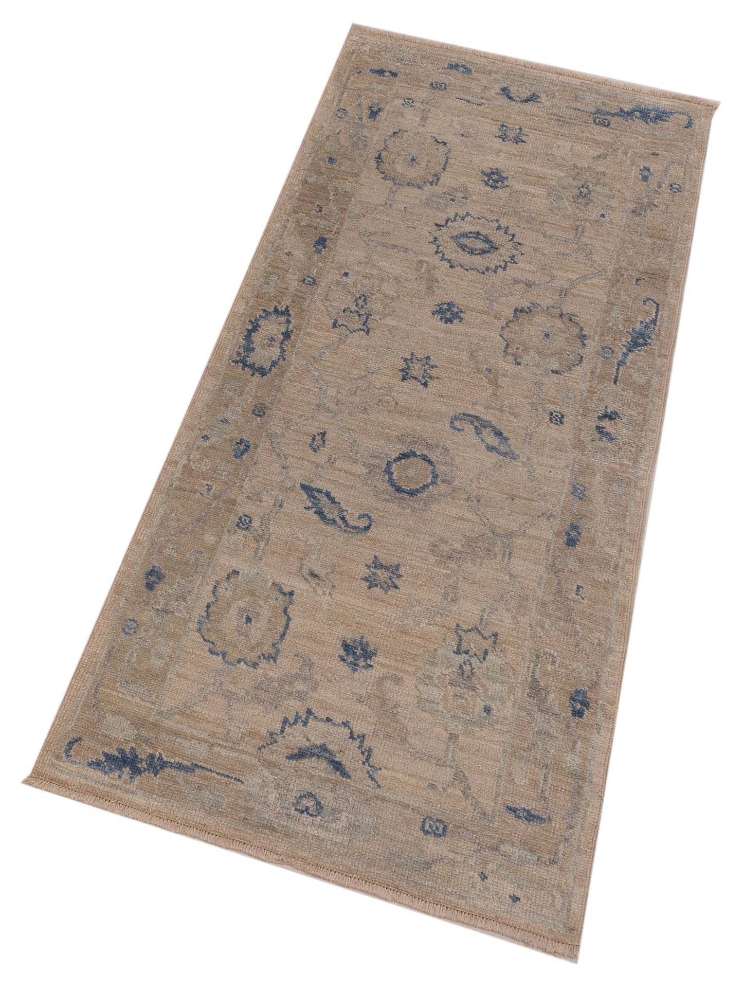 Angora Oushak 150305 Beige Brown 2.9x6.7 Hand Knotted Rug