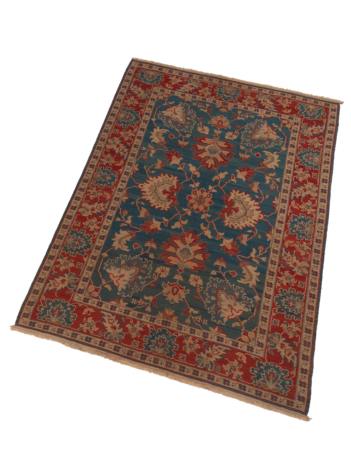 Transilvanian Kilim 70388 Blue Red 6.5x9.11 Hand Woven Rug