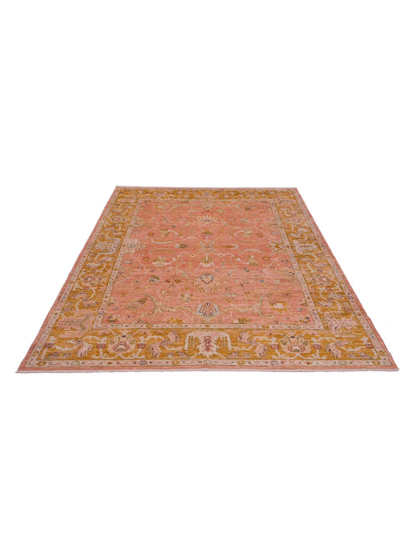 Angora Oushak 144513 Pink Mustard 8.4x10.8 Hand Knotted Rug