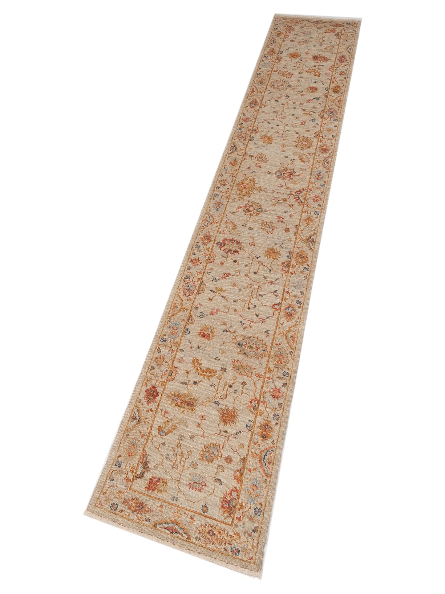 Angora Oushak 148122 Ivory Ivory 2.6x15.10 Hand Knotted Rug