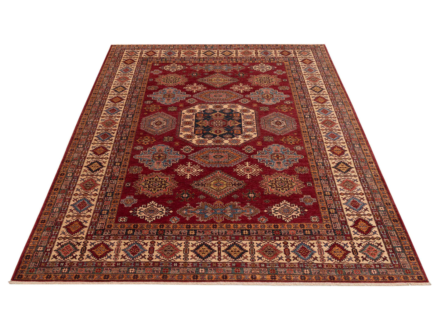 Artisan Kazak 151906 Red Ivory 9x11.10 Hand Knotted Rug
