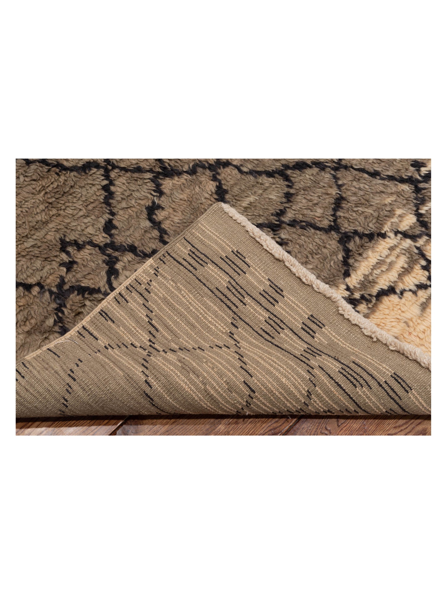 Berber Aspendos Brown Charcoal 7.9x9.10 Hand Knotted Rug