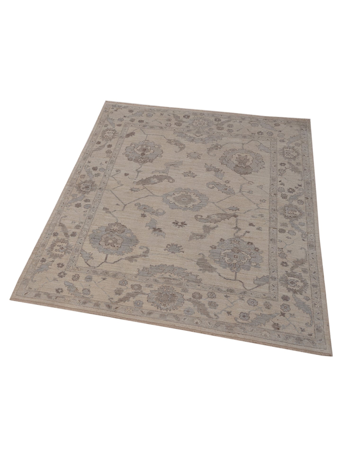 Angora Oushak 149774 Ivory Ivory 7.9x9.2 Hand Knotted Rug