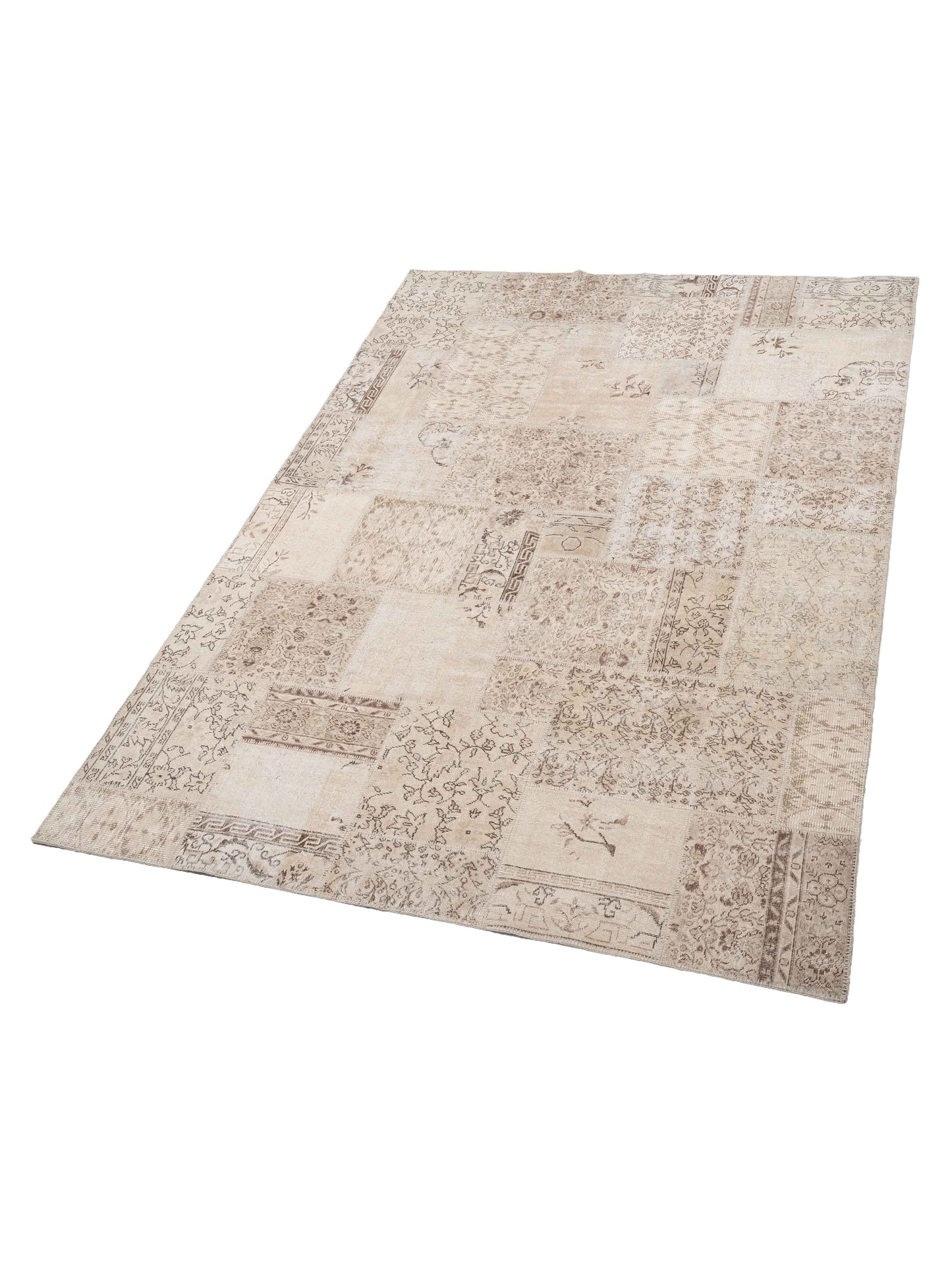 Turkish Vestige Patchwork 142802 Natural 8.3x11.6 Hand Knotted Rug