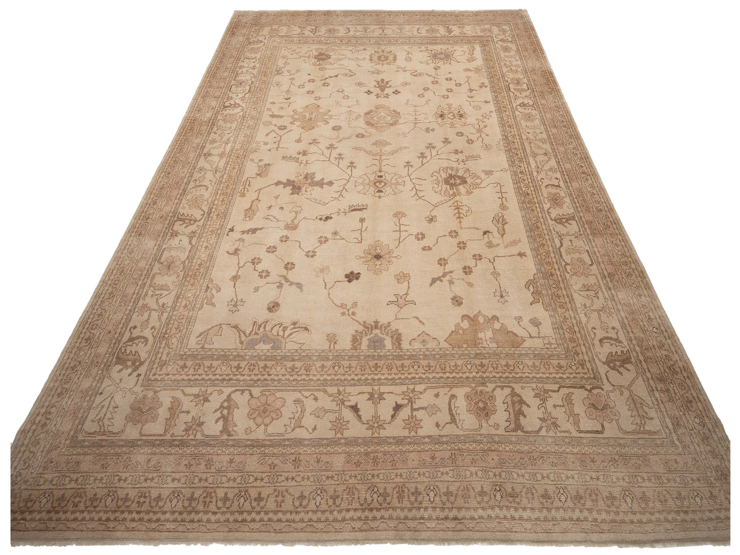 Angora Oushak 108102 Ivory Ivory 12.6x17.4 Hand Knotted Rug